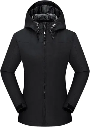 Womens Zip Up Coats Plus Size Solid Color Hooded Windproof Waterproof Jacket Outdoor Full Zip Tactic Casual Jackets