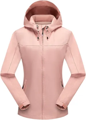 Womens Zip Up Coats Plus Size Solid Color Hooded Windproof Waterproof Jacket Outdoor Full Zip Tactic Casual Jackets