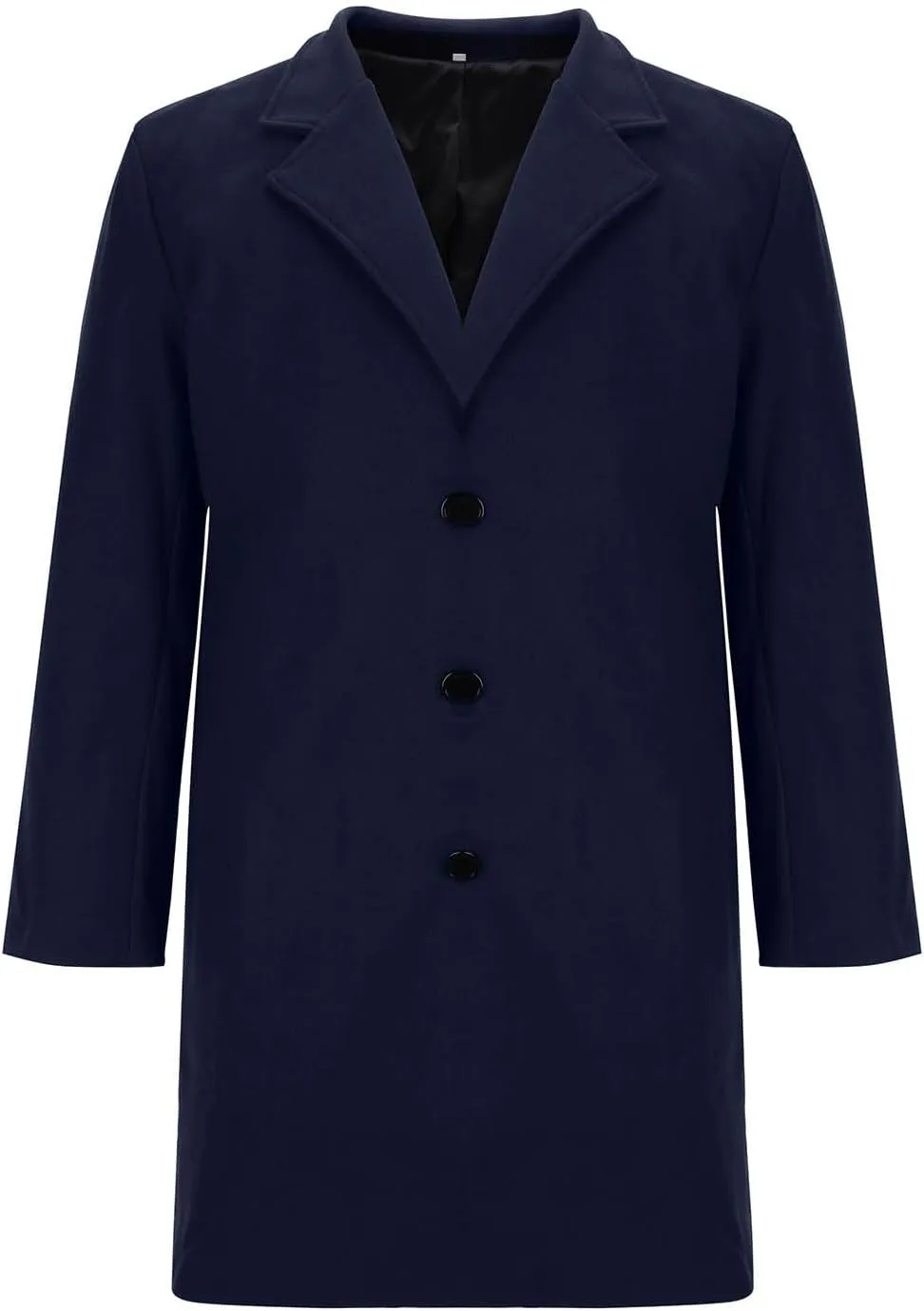 XUNRYAN Mens Wool Blend Pea Coat Notched Collar Single Breasted Overcoat Warm Winter Trench Coat Mid Long Jacket Work Outwear