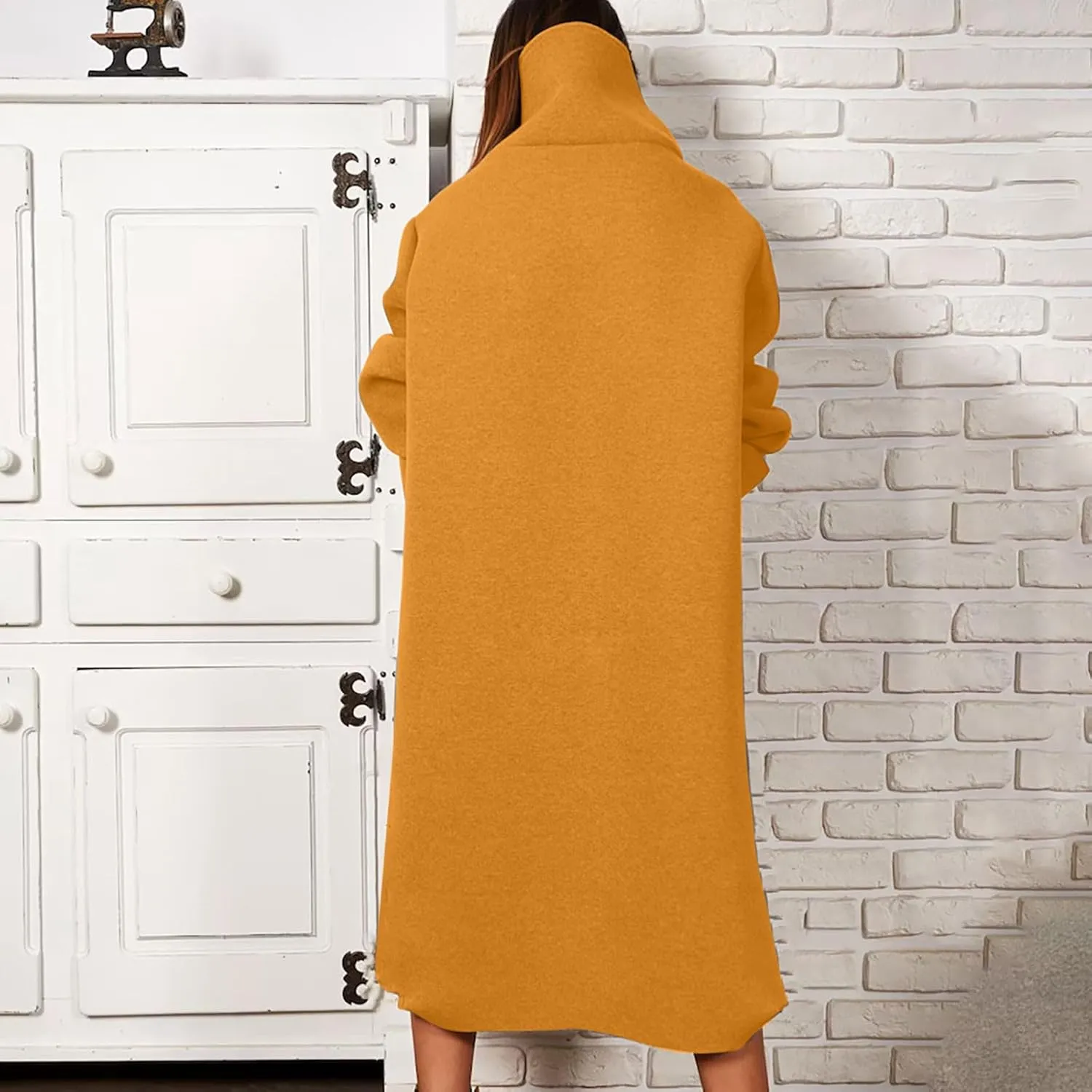 XUNRYAN Women's Hoodie Dress High Neck Fleece Hooded Dress with Kangaroo Pocket Plus Size Hoodies Sweatshirts Fashion Clothes