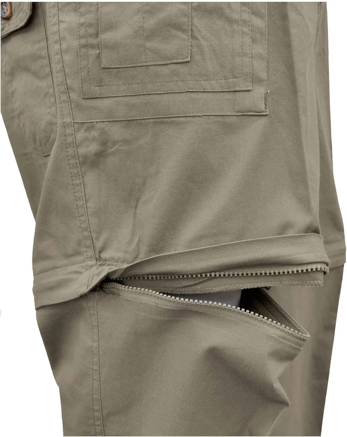 Zambezi Convertible Pants for Men, Covered Utility Pocket, Zip Off, 100% Cotton