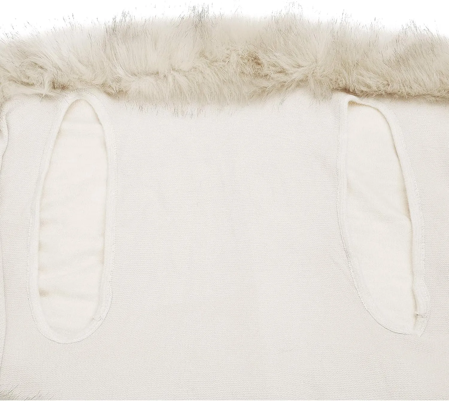 ZLYC Women Fine Knit Open Front Faux Fur Trim Layers Poncho Cape Cardigan Sweater