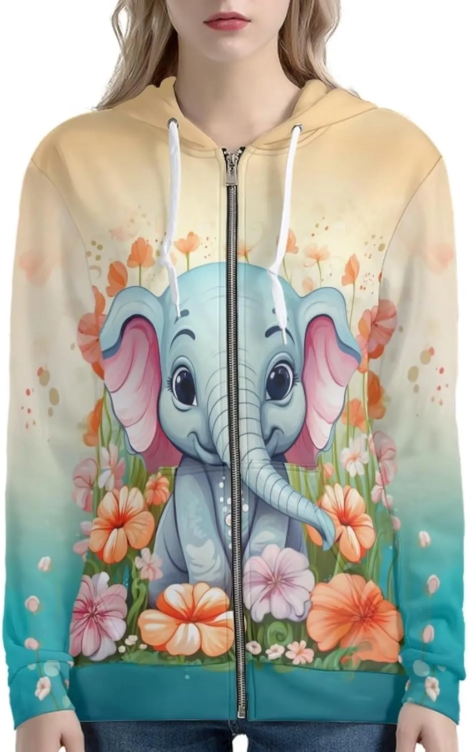 ZOUTAIRONG Women Hoodie Zip Up Jackets S-5XL Hoody Pullover Tops Athletic Sweatshirt Loose Sweater